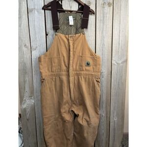 Berne Insulated Bib Quilted Overalls Mens XL Short Brown Duck Canvas Workwear